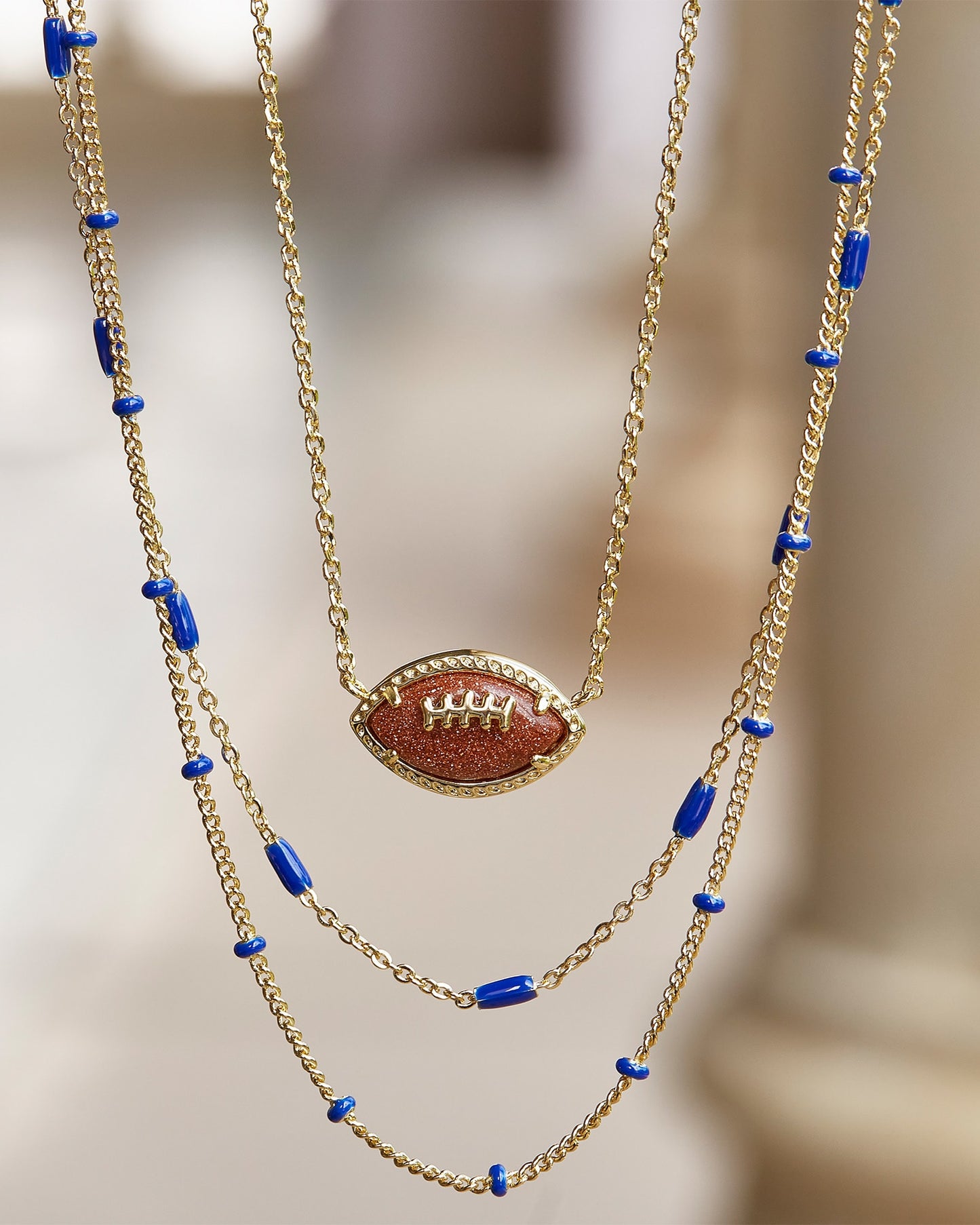 Football Gold Short Pendant Necklace