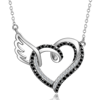 FOR MEMORIAL - I'LL HOLD YOU IN MY HEART UNTIL I CAN HOLD YOU IN HEAVEN BLACK DIAMOND NECKLACE