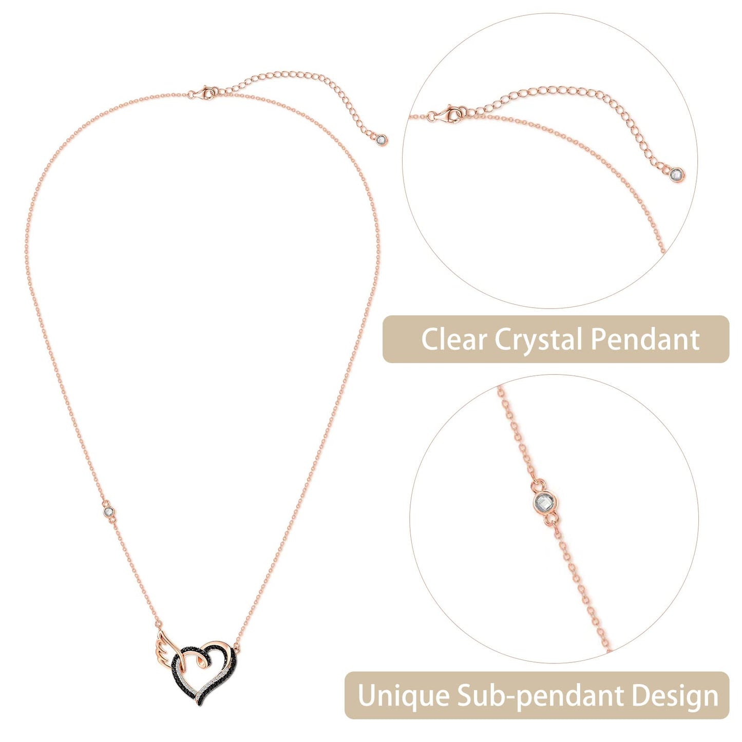 FOR MEMORIAL - I'LL HOLD YOU IN MY HEART UNTIL I CAN HOLD YOU IN HEAVEN BLACK DIAMOND NECKLACE