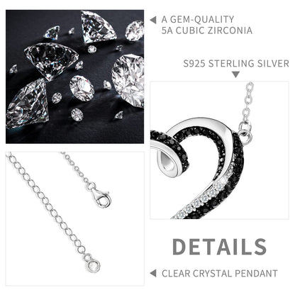 FOR MEMORIAL - I'LL HOLD YOU IN MY HEART UNTIL I CAN HOLD YOU IN HEAVEN BLACK DIAMOND NECKLACE