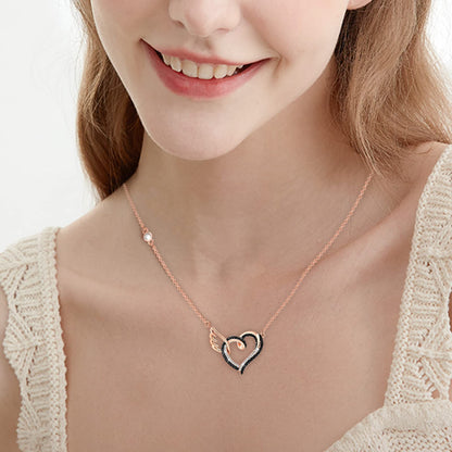 FOR MEMORIAL - I'LL HOLD YOU IN MY HEART UNTIL I CAN HOLD YOU IN HEAVEN BLACK DIAMOND NECKLACE