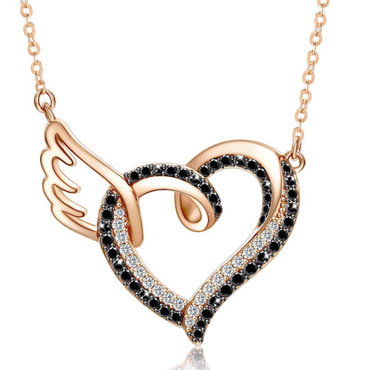 FOR MEMORIAL - I'LL HOLD YOU IN MY HEART UNTIL I CAN HOLD YOU IN HEAVEN BLACK DIAMOND NECKLACE