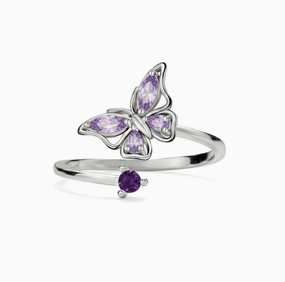 FOR MEMORIAL - THEY FLY WITH US CUSTOM BIRTHSTONE BUTTERFLY RING