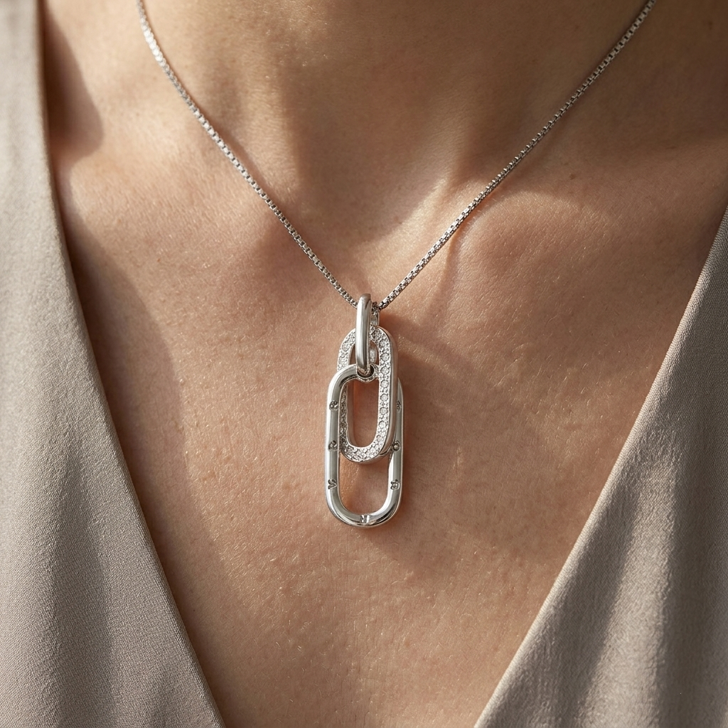 FOR UNBIOLOGICAL SISTER - WE ARE FOREVER LINKED TOGETHER INTERLOCKING NECKLACE