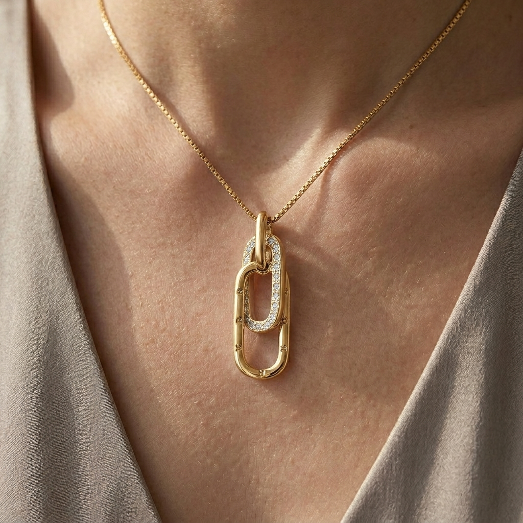 FOR UNBIOLOGICAL SISTER - WE ARE FOREVER LINKED TOGETHER INTERLOCKING NECKLACE