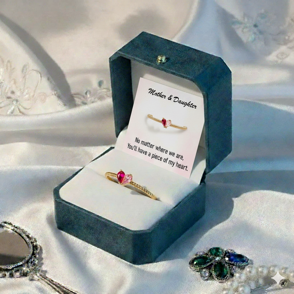 Custom Tiny Heart Birthstone Adjustable Ring