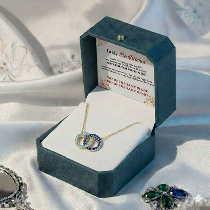 Best B♥tches Linking Hearts Circle Birthstone Necklace