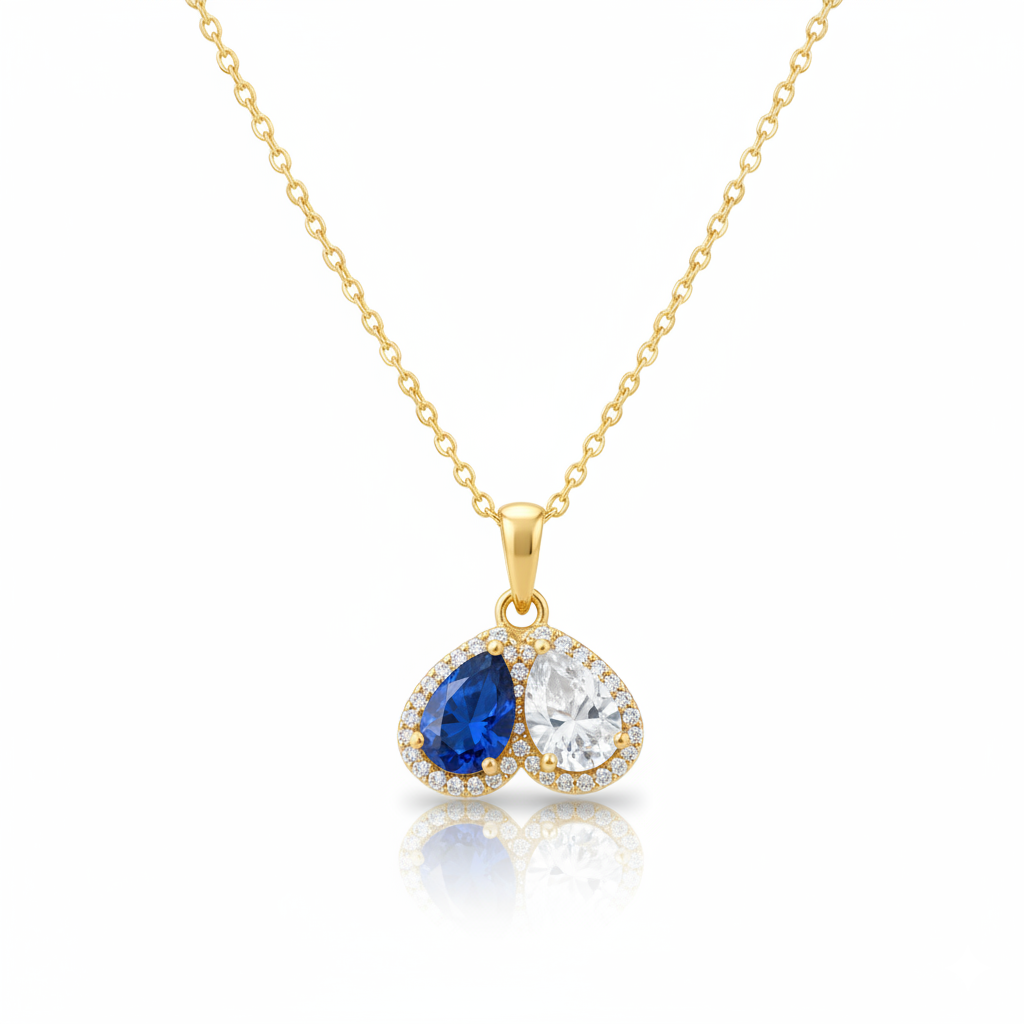 For My Granddaughter- Custom Promise Two Heart Birthstone Necklace