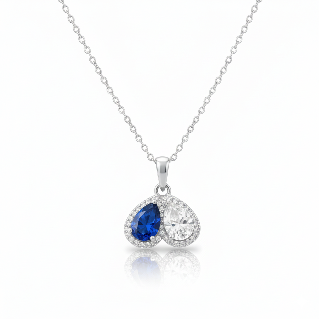 For My Granddaughter- Custom Promise Two Heart Birthstone Necklace