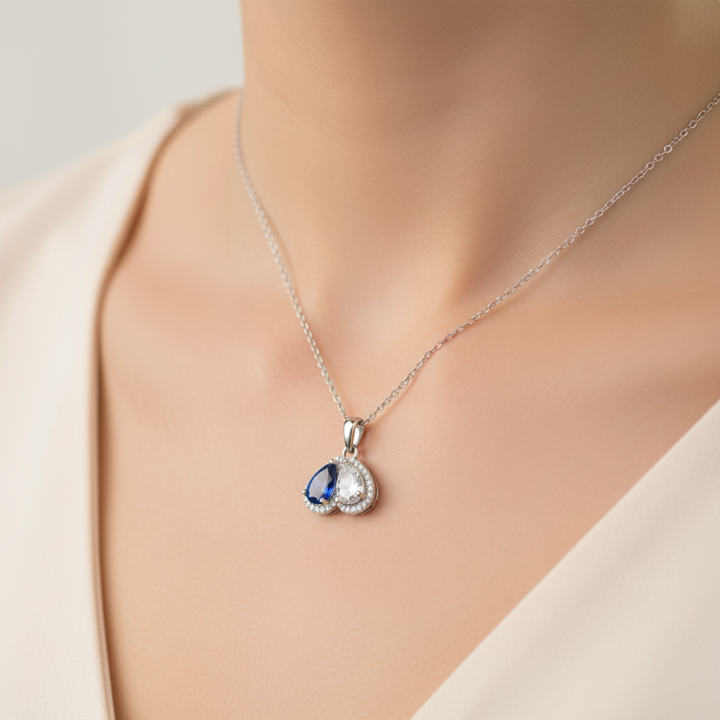 For My Granddaughter- Custom Promise Two Heart Birthstone Necklace