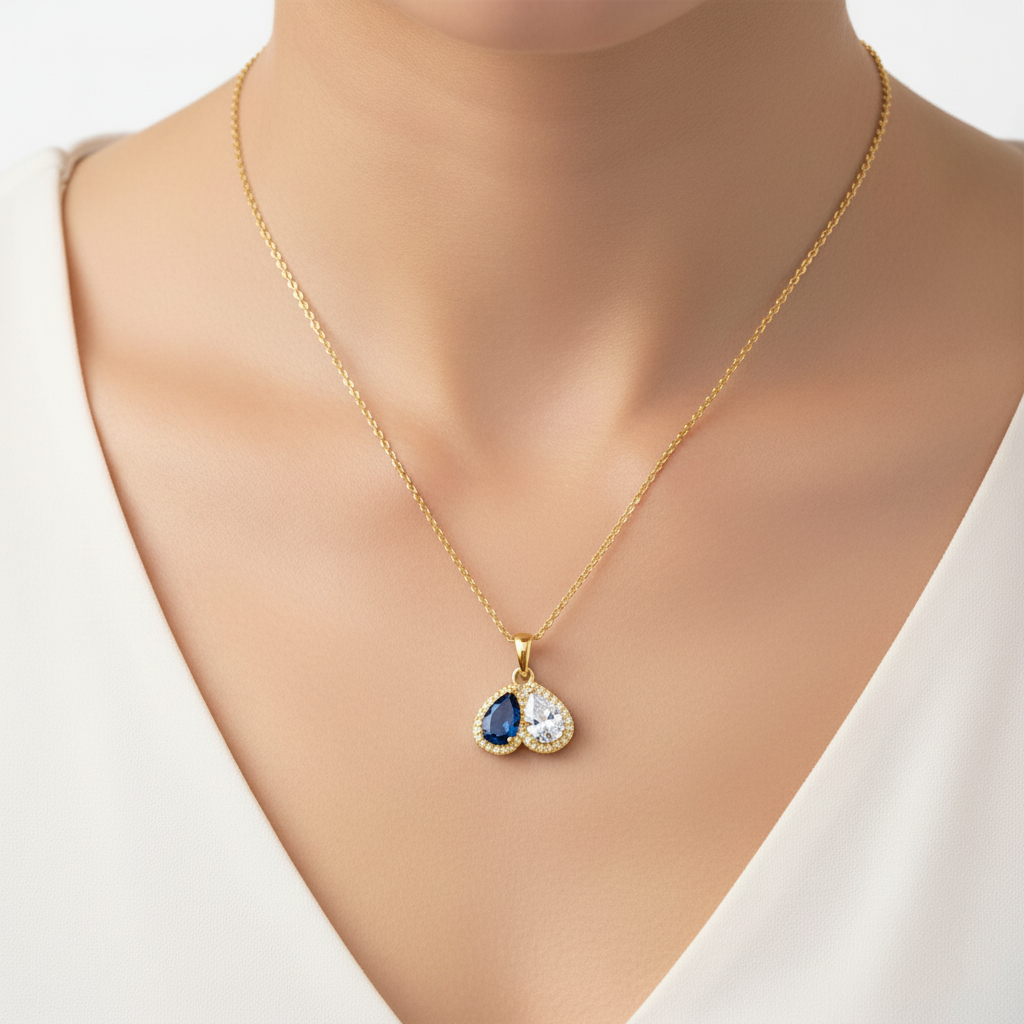 For My Granddaughter- Custom Promise Two Heart Birthstone Necklace