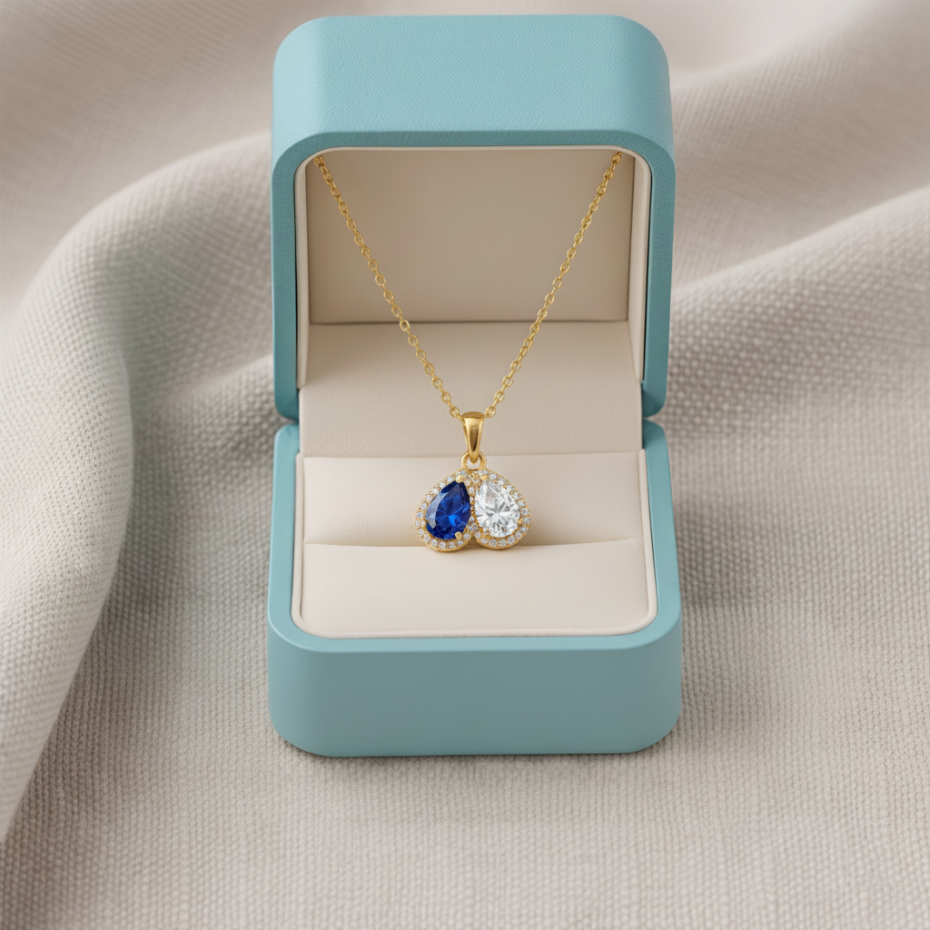 For My Granddaughter- Custom Promise Two Heart Birthstone Necklace