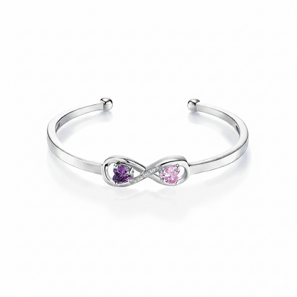 Mother&Daughter Double Heart Custom Birthstones Infinity  Bracelet