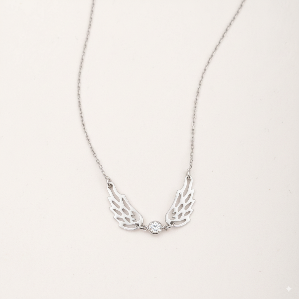 For Memorial -  I'm a Wife to a Husband Custom Birthstone Wing Necklace