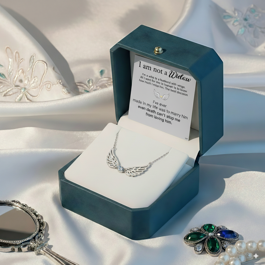 For Memorial -  I'm a Wife to a Husband Custom Birthstone Wing Necklace