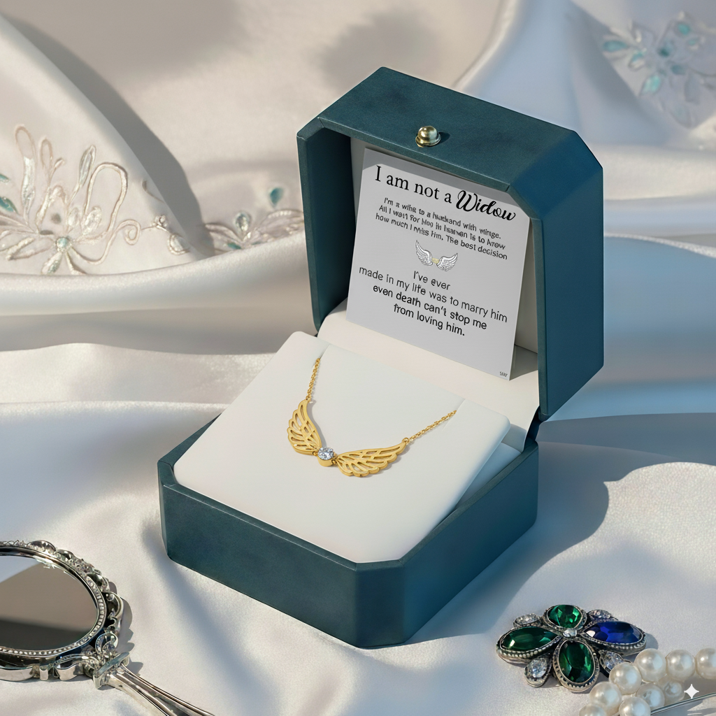 For Memorial -  I'm a Wife to a Husband Custom Birthstone Wing Necklace