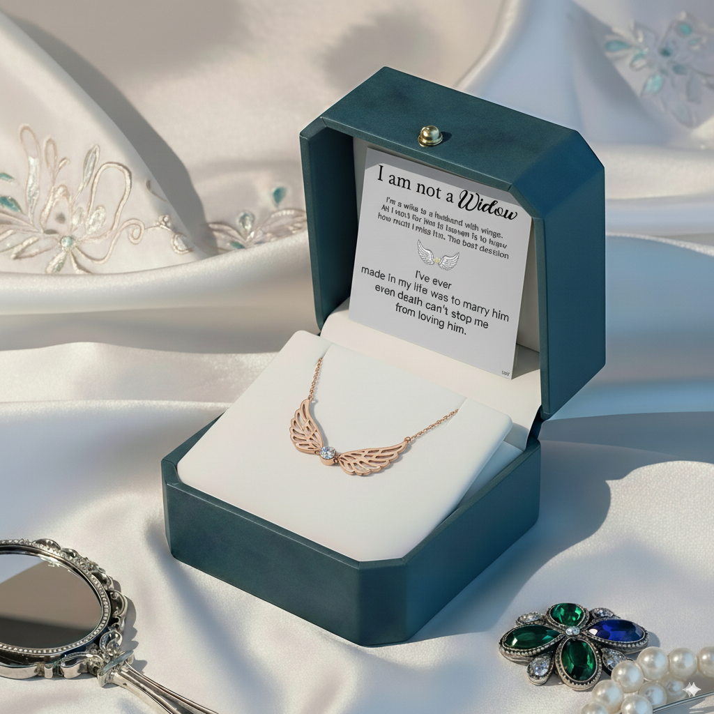 For Memorial -  I'm a Wife to a Husband Custom Birthstone Wing Necklace