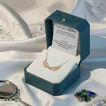 For Memorial -  I'm a Wife to a Husband Custom Birthstone Wing Necklace
