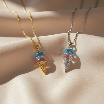 Mother's  Sweet Ice Cream Custom Birthstones Necklace