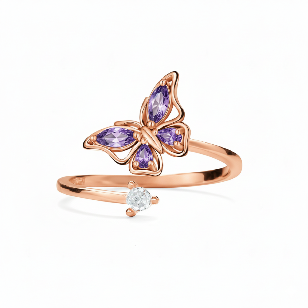FOR MEMORIAL - THEY FLY WITH US CUSTOM BIRTHSTONE BUTTERFLY RING