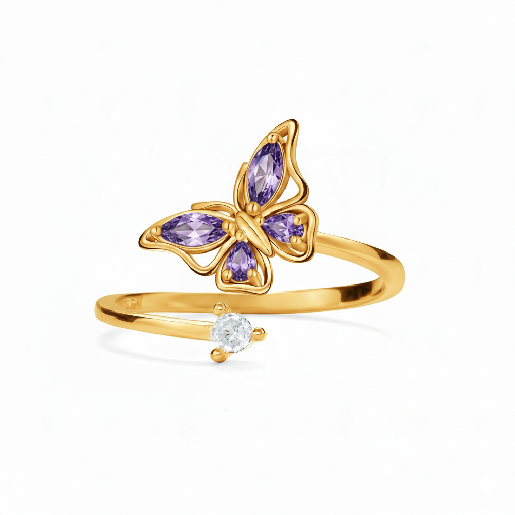 FOR MEMORIAL - THEY FLY WITH US CUSTOM BIRTHSTONE BUTTERFLY RING