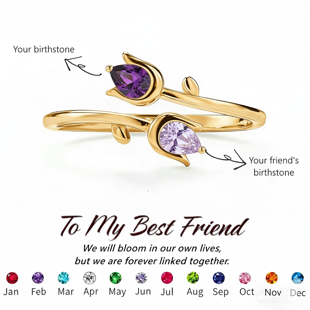 For Friend- We Will Bloom In Our Own Lives Birthstones Tulip Ring