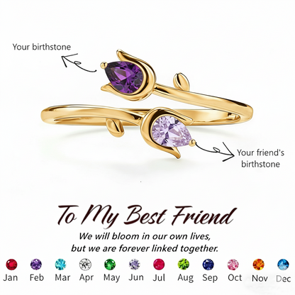 For Friend- We Will Bloom In Our Own Lives Birthstones Tulip Ring