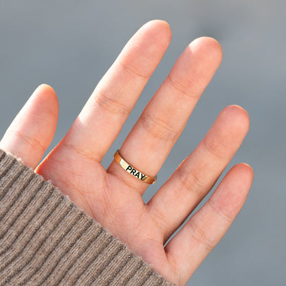 PRAY ON IT GOLDEN CROSS RING