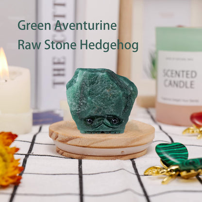 Natural Healing Gemstone Raw Crystal Stone Hedgehog Carving Crafts Decoration