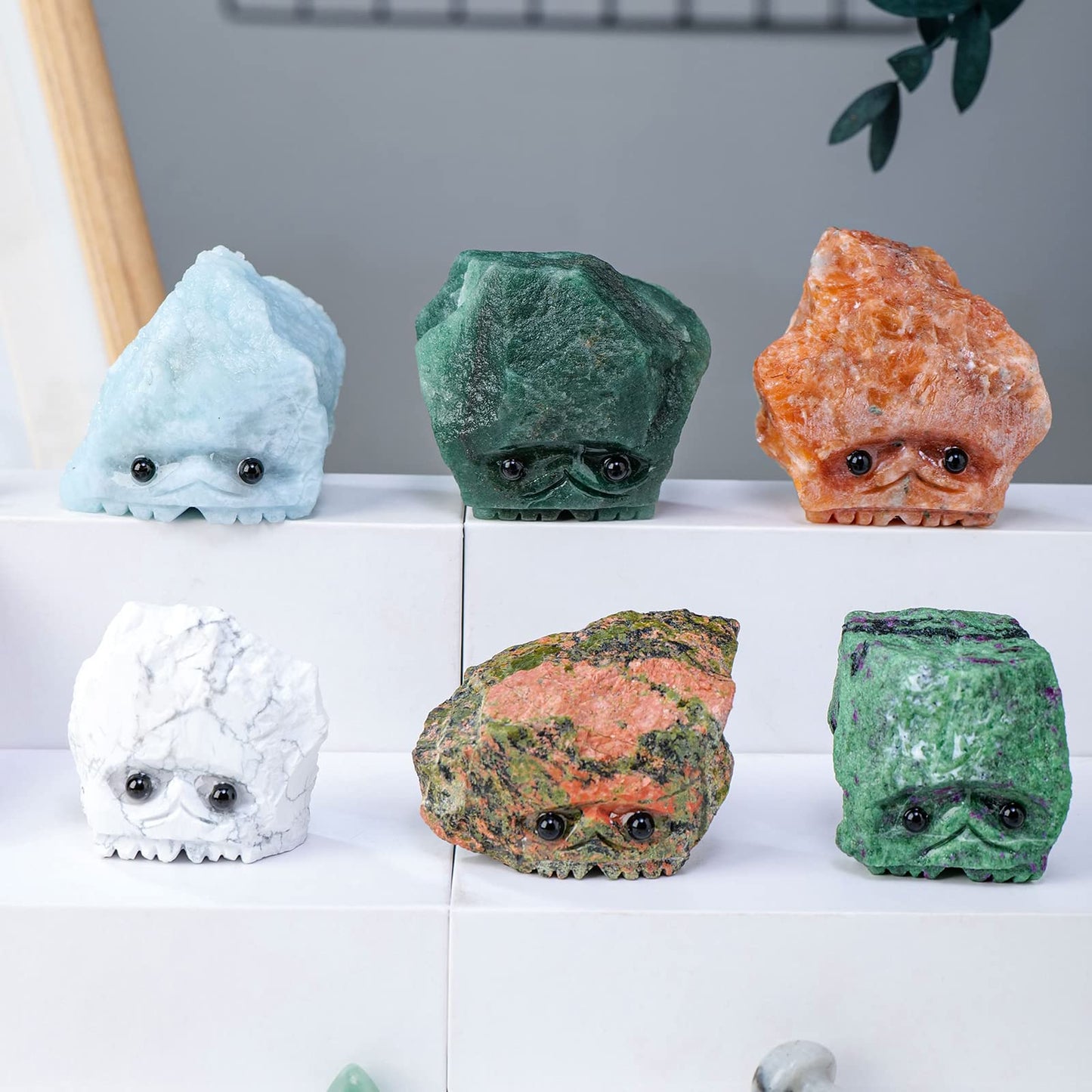Natural Healing Gemstone Raw Crystal Stone Hedgehog Carving Crafts Decoration