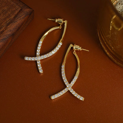 Italian Style Cross Zirconia Earrings