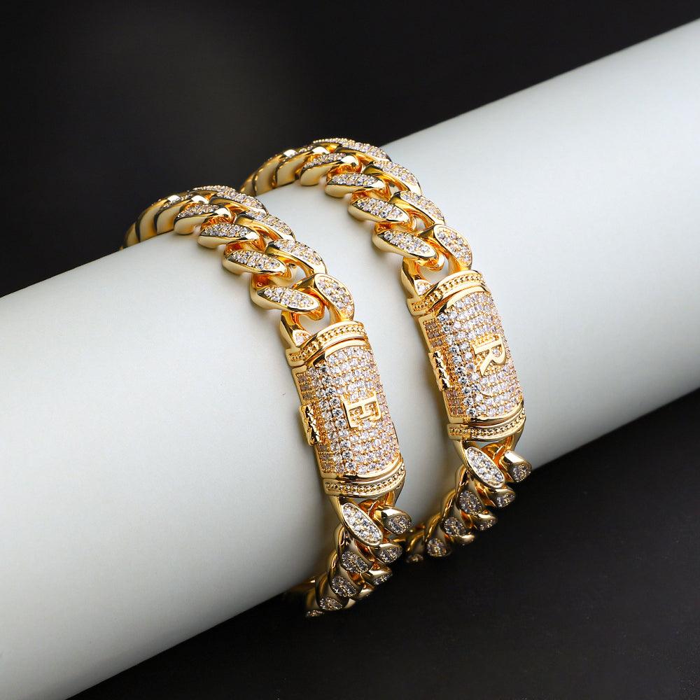 Hip-Hop 12mm Miami Cuban Link Initial Bracelet