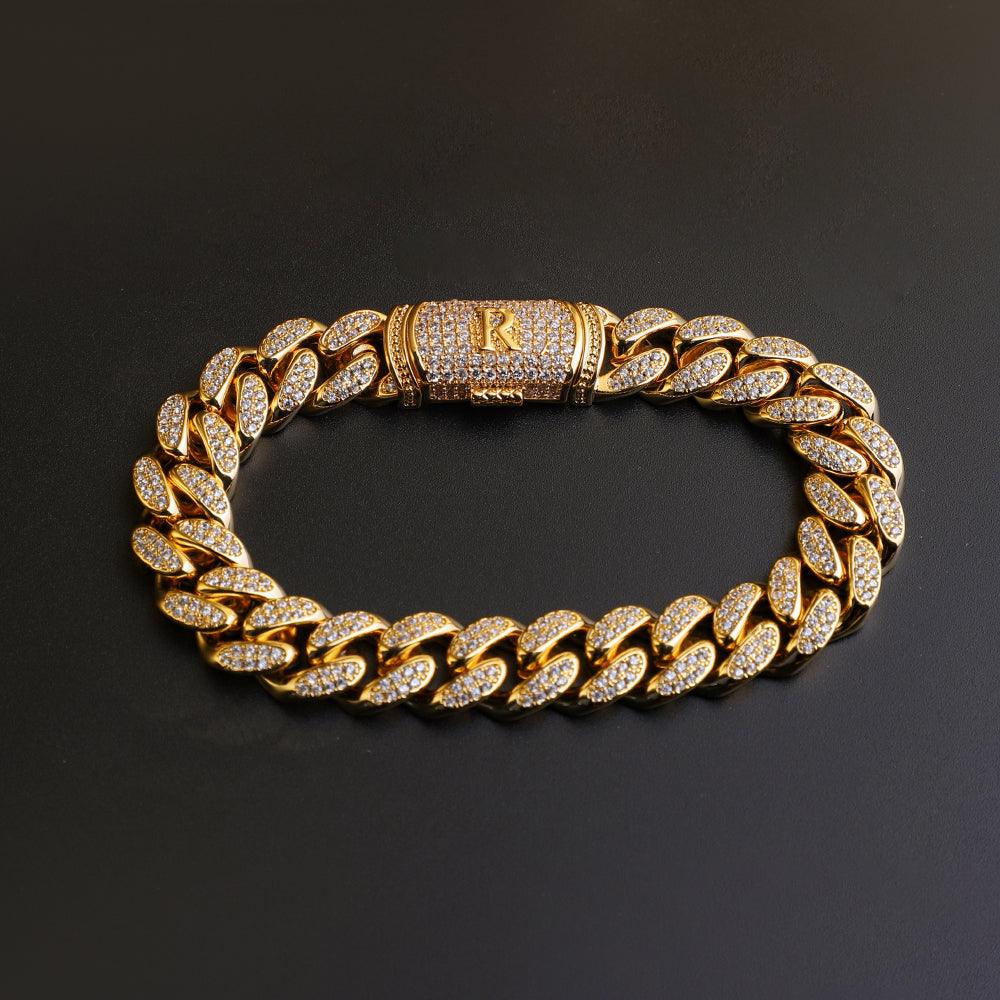Hip-Hop 12mm Miami Cuban Link Initial Bracelet
