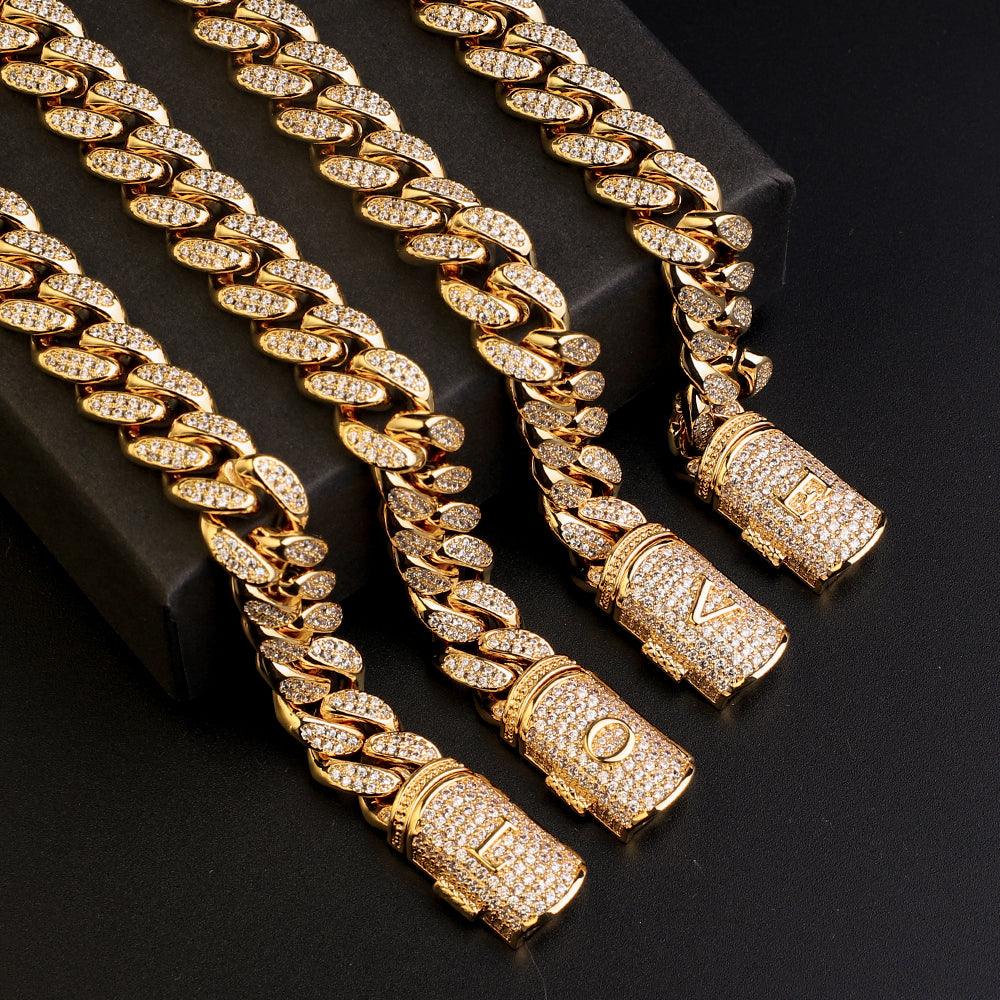 Hip-Hop 12mm Miami Cuban Link Initial Bracelet