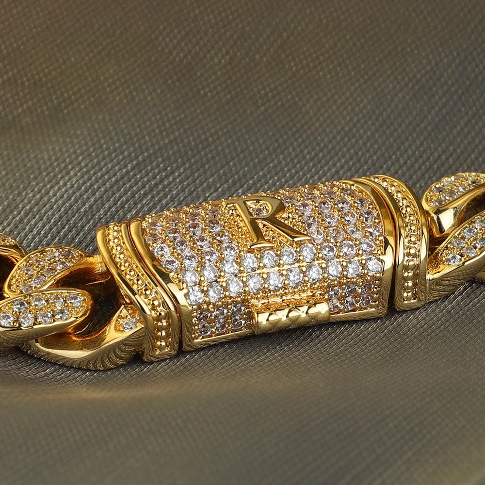 Hip-Hop 12mm Miami Cuban Link Initial Bracelet