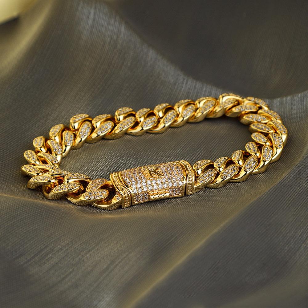 Hip-Hop 12mm Miami Cuban Link Initial Bracelet
