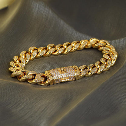 Hip-Hop 12mm Miami Cuban Link Initial Bracelet