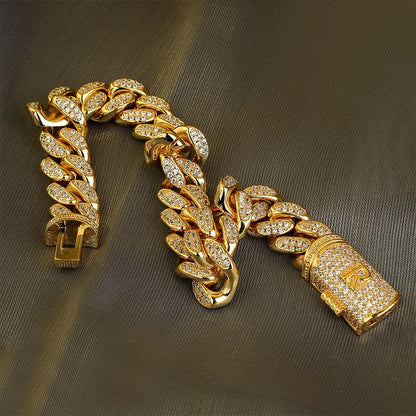 Hip-Hop 12mm Miami Cuban Link Initial Bracelet