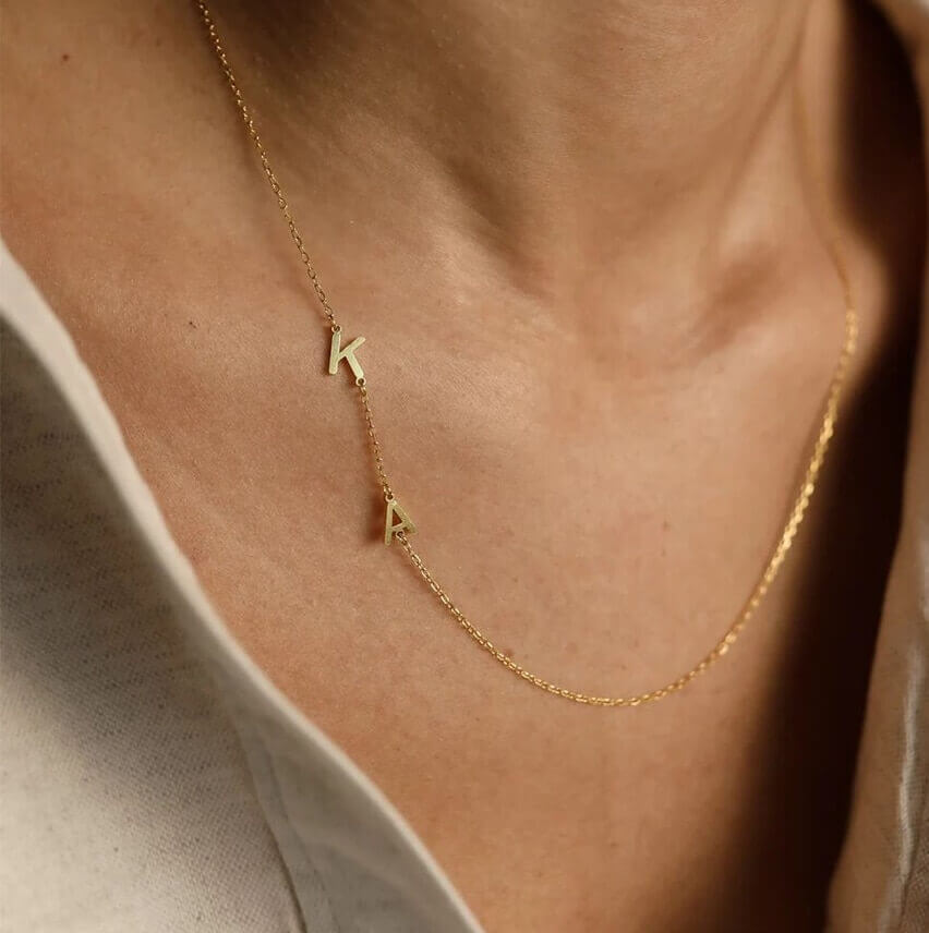 Custom Sideway Initial Necklace