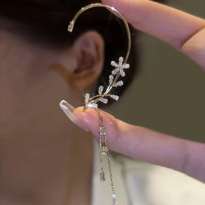 FLOWER TASSEL STYLE ZIRCON EARRINGS