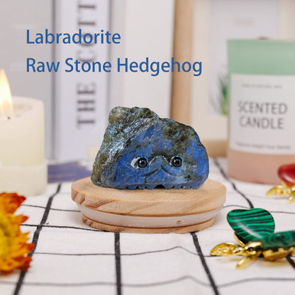 Natural Healing Gemstone Raw Crystal Stone Hedgehog Carving Crafts Decoration