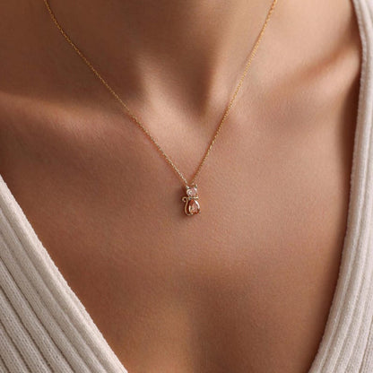 For cat lover-Birthstone Kitten Necklace