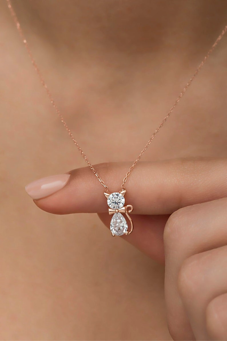For cat lover-Birthstone Kitten Necklace