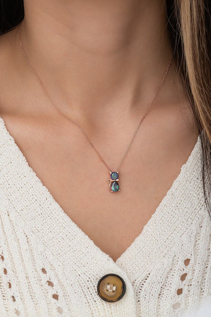 For cat lover-Birthstone Kitten Necklace