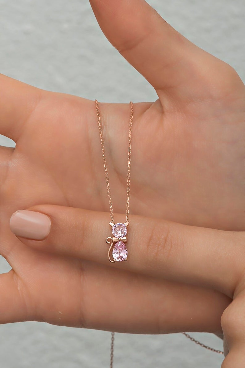For cat lover-Birthstone Kitten Necklace