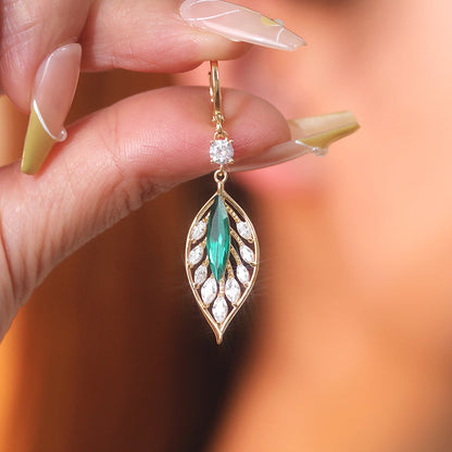 BLACK FRIDAY SALE 60% OFF❄-Fashionable Emerald Leaf Diamond Earrings