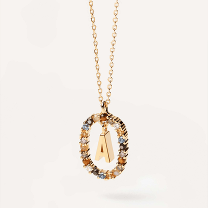 18K Real Gold, Initial Necklace, Letter Pendant