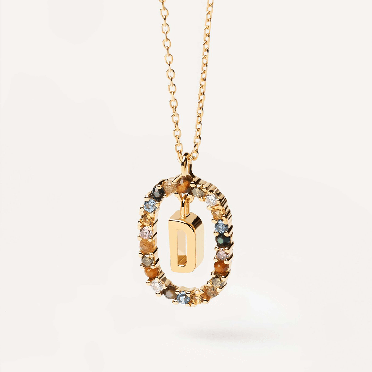 18K Real Gold, Initial Necklace, Letter Pendant