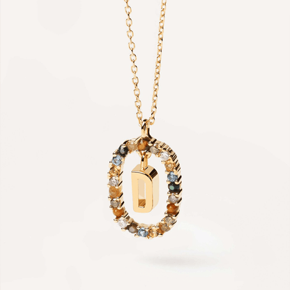 18K Real Gold, Initial Necklace, Letter Pendant