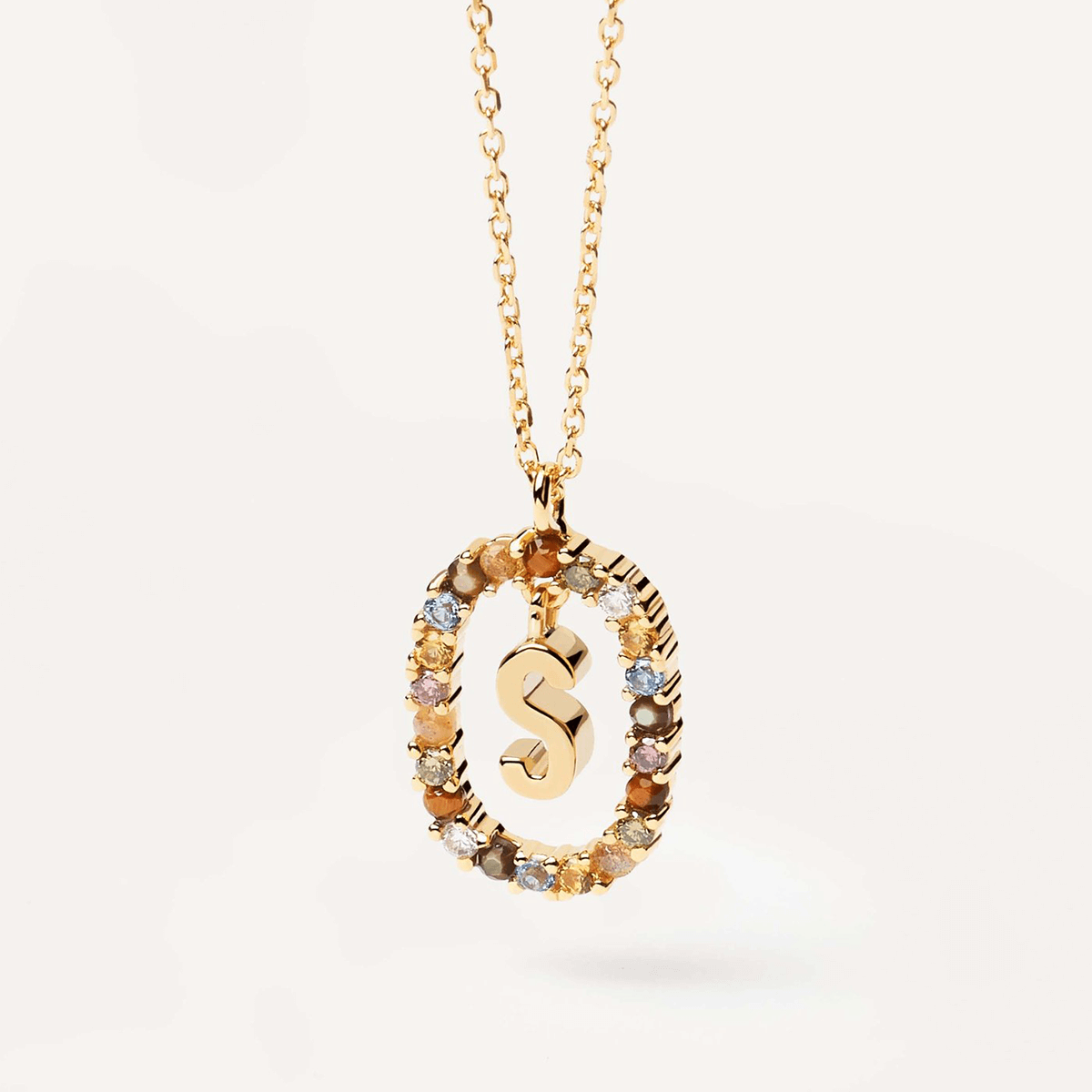 18K Real Gold, Initial Necklace, Letter Pendant